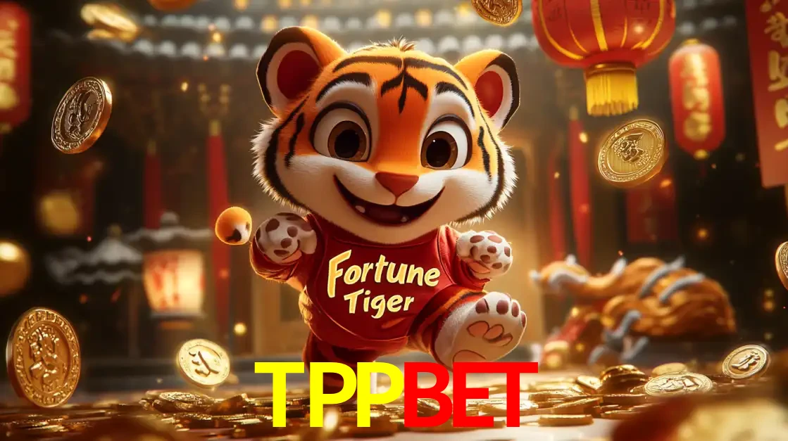 O alegre personagem do Fortune Tiger correndo sobre um caminho de moedas de ouro, simbolizando os grandes prêmios e a diversão do popular jogo de slot do TPPBET.